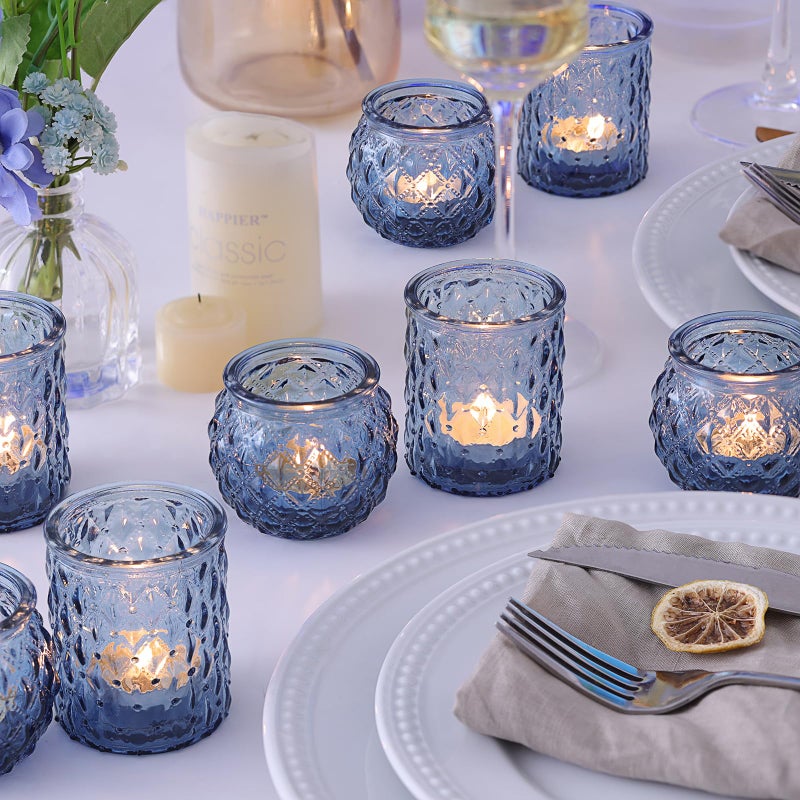 NITIME 36pcs Assorted Blue Votive Candle Holders  Blue Candle Holders for Wedding Table Decor  Tea Lights Candle Holder for Table Centerpiece  Bridal Shower  Baby Shower Decorations - Image 4